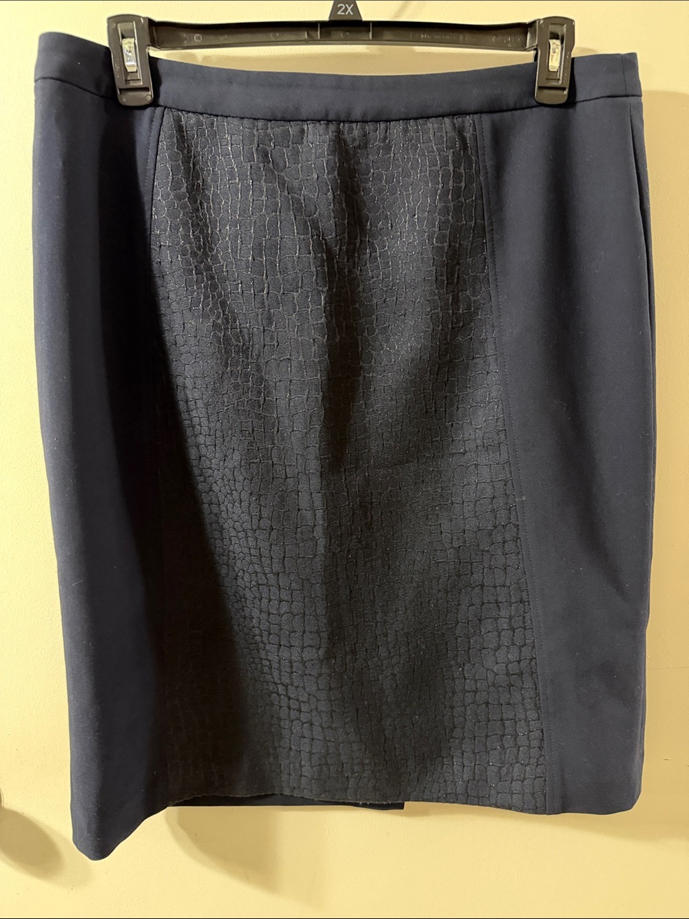 Mary Kay Navy Textured Front Panel Pencil Skirt, 16T